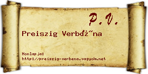 Preiszig Verbéna névjegykártya